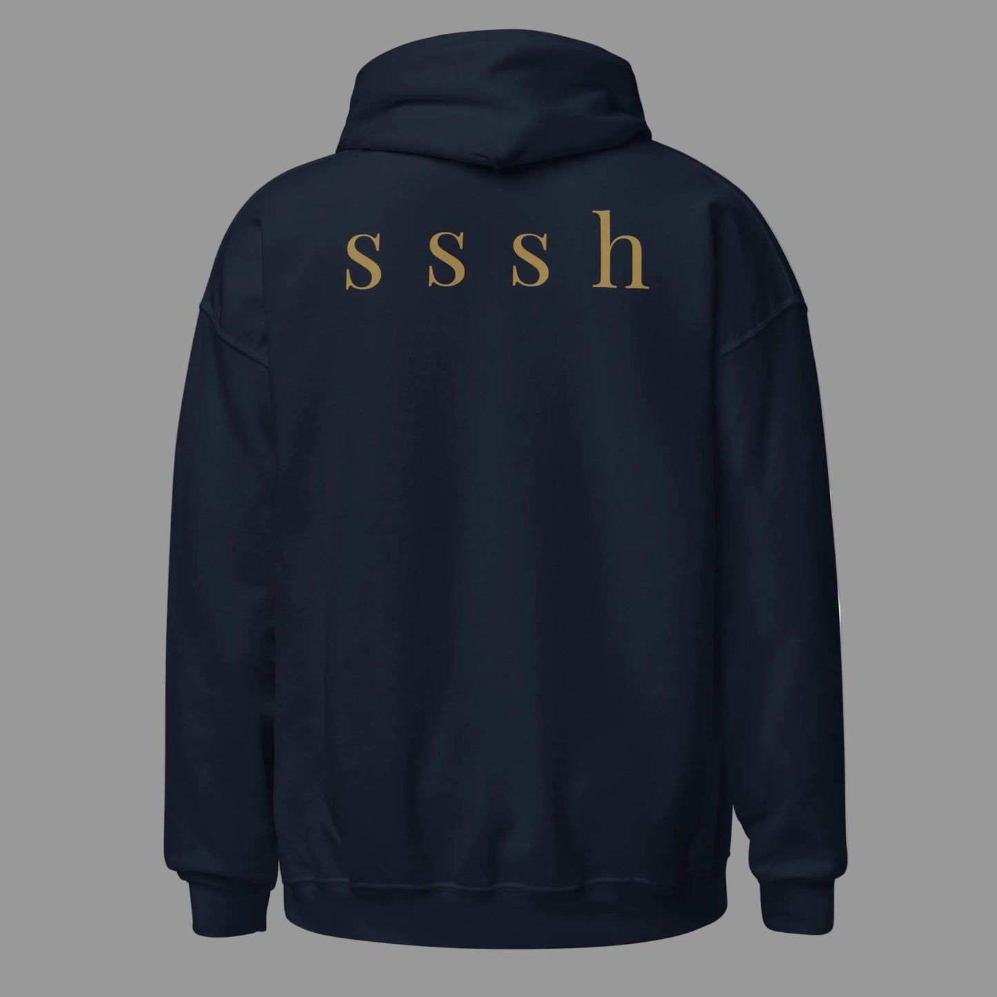 Black hoodie shown from the back on a white background